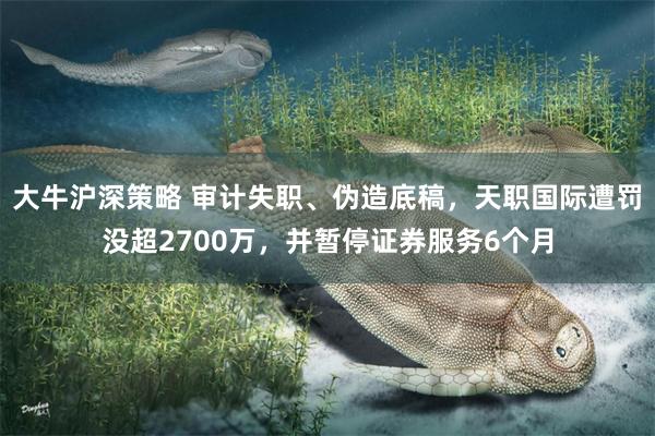 大牛沪深策略 审计失职、伪造底稿，天职国际遭罚没超2700万，并暂停证券服务6个月