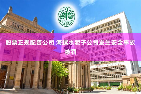 股票正规配资公司 海螺水泥子公司发生安全事故被罚