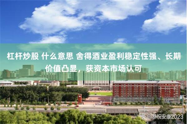 杠杆炒股 什么意思 舍得酒业盈利稳定性强、长期价值凸显，获资本市场认可